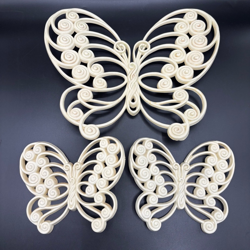 Vintage Burwood Butterflies Plaque Wall Décor Set of 3 Hanging Kids Room Nursery